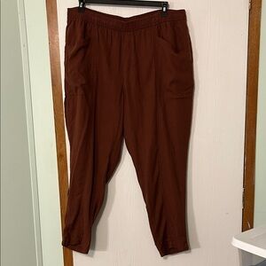 Old Navy Women’s XL Brown Linen Crop Pants With Drawstring Elastic Waistband